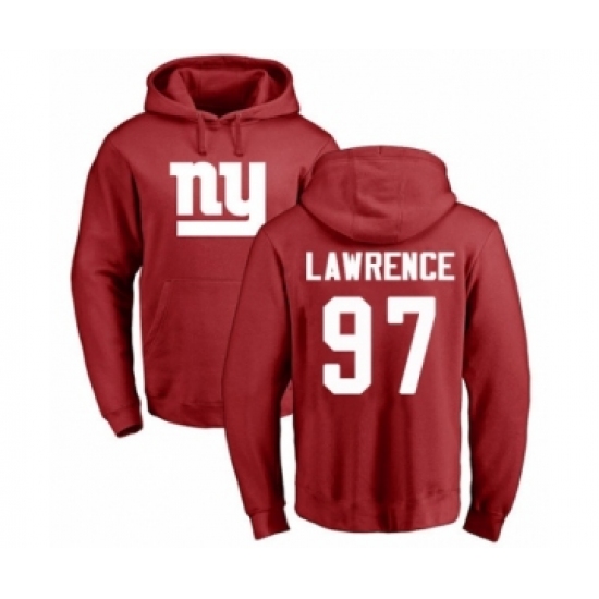 Football New York Giants #97 Dexter Lawrence Red Name & Number Logo Pullover Hoodie - Jersey