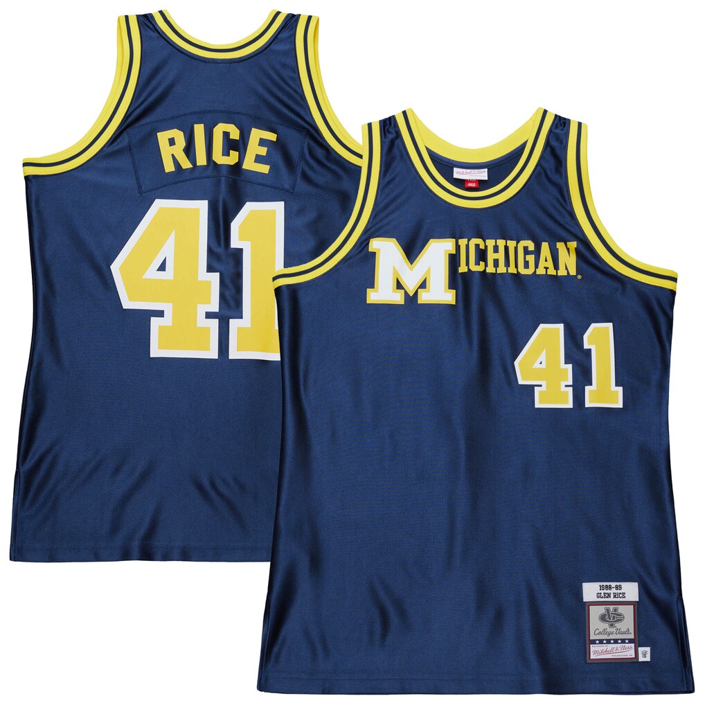 Men's Mitchell & Ness Glen Rice Navy Michigan Wolverines 1988/89 Authentic Jersey - Jersey