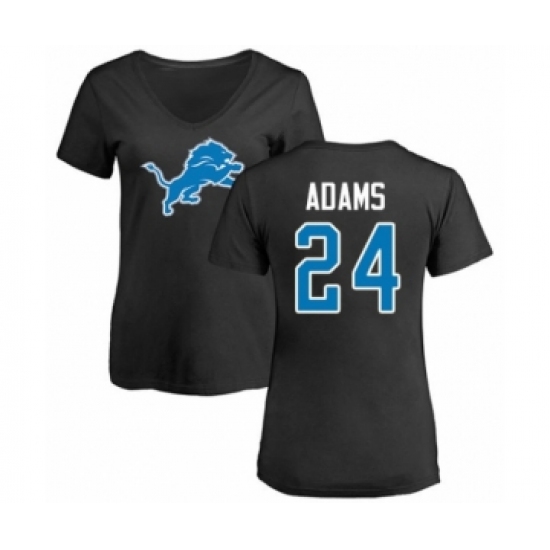 Football Women's Detroit Lions #24 Andrew Adams Black Name & Number Logo T-Shirt - Jersey