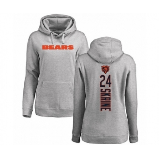Football Women's Chicago Bears #24 Buster Skrine Ash Backer Pullover Hoodie - Jersey