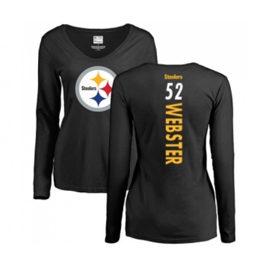 Football Women's Pittsburgh Steelers #52 Mike Webster Black Backer Slim Fit Long Sleeve T-Shirt - Jersey