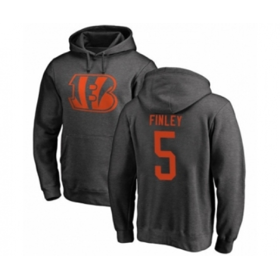 Football Cincinnati Bengals #5 Ryan Finley Ash One Color Pullover Hoodie - Jersey