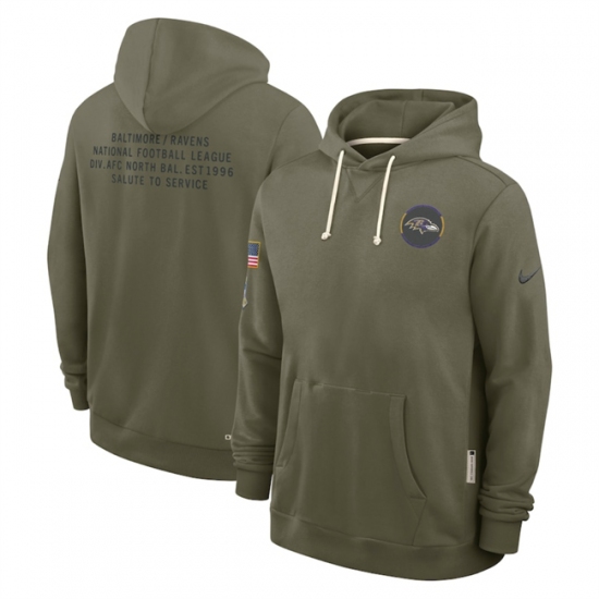 Men's Baltimore Ravens Olive 2025 Salute to Service Pullover Hoodie - Jersey