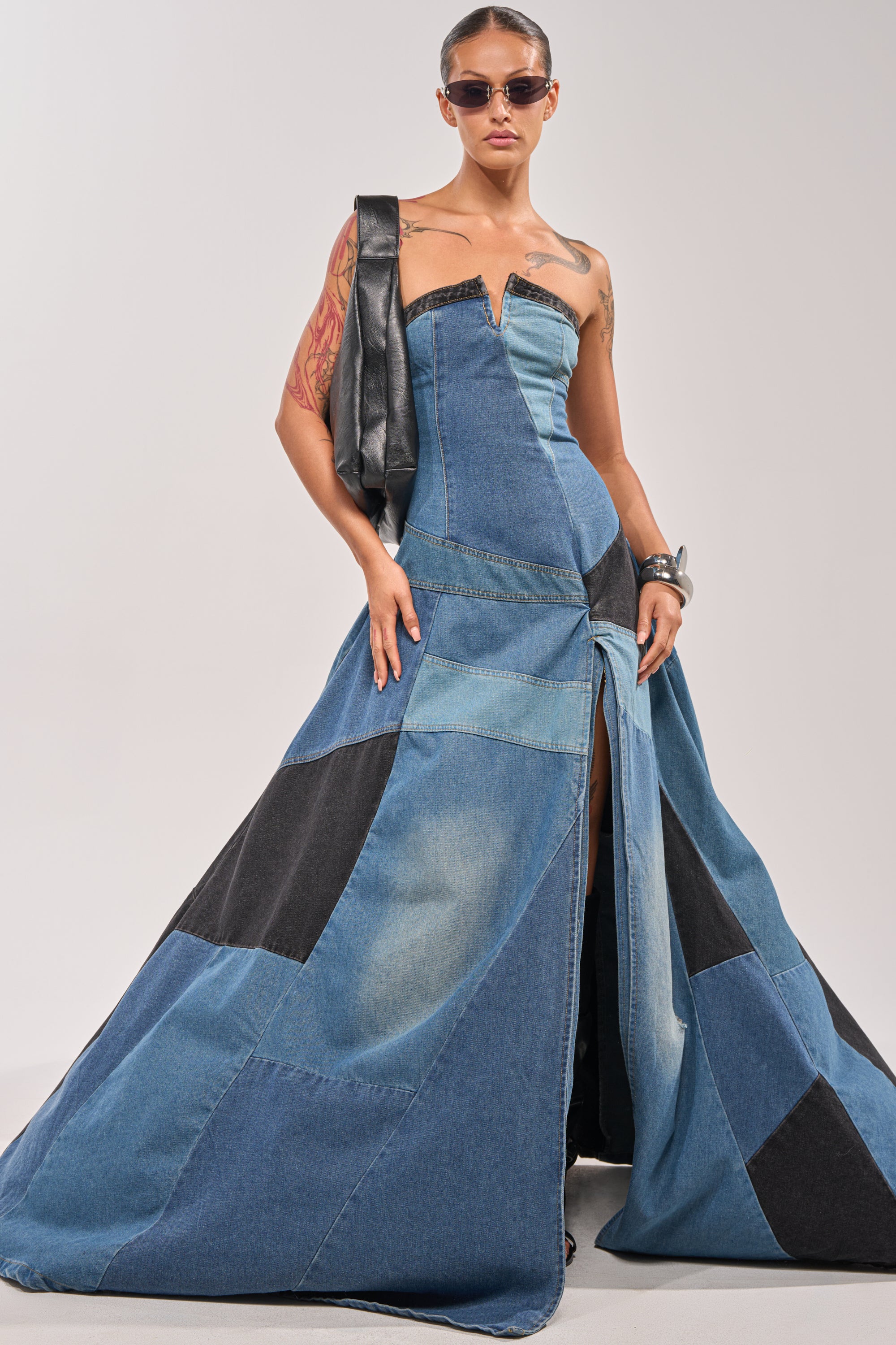 LIFE IN DENIM STRAPLESS MAXI DRESS - Akira Wear