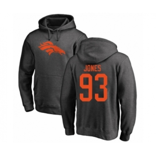 Football Denver Broncos #93 Dre'Mont Jones Ash One Color Pullover Hoodie - Jersey