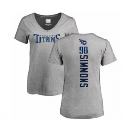 Football Women's Tennessee Titans #98 Jeffery Simmons Ash Backer T-Shirt - Jersey