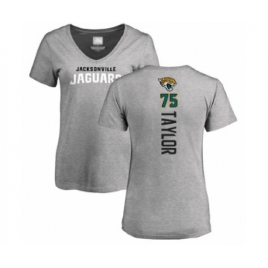 Football Women's Jacksonville Jaguars #75 Jawaan Taylor Ash Backer T-Shirt - Jersey