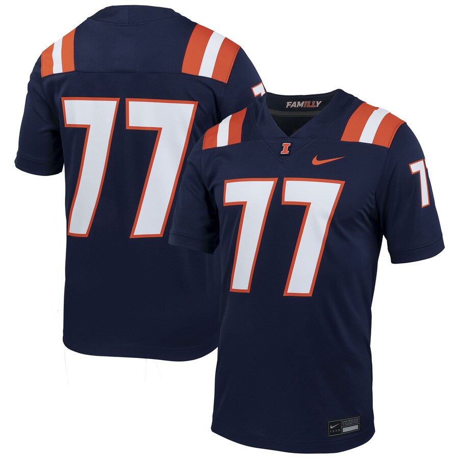 Men's Nike #77 Navy Illinois Fighting Illini Untouchable Football Jersey - Jersey