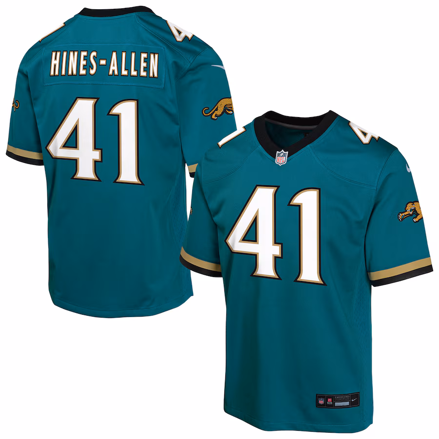 Youth Jacksonville Jaguars Josh Hines-Allen Nike Teal Alternate 2 Prowler Throwback Game Jersey - Jersey
