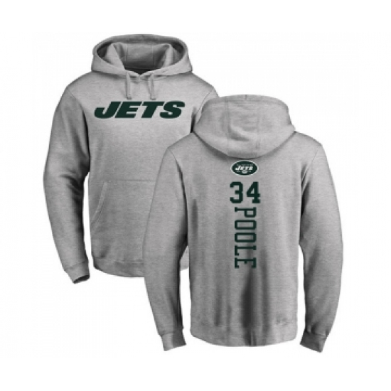 Football New York Jets #34 Brian Poole Ash Backer Pullover Hoodie - Jersey