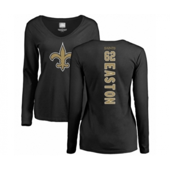 Football Women's New Orleans Saints #62 Nick Easton Black Backer Slim Fit Long Sleeve T-Shirt - Jersey