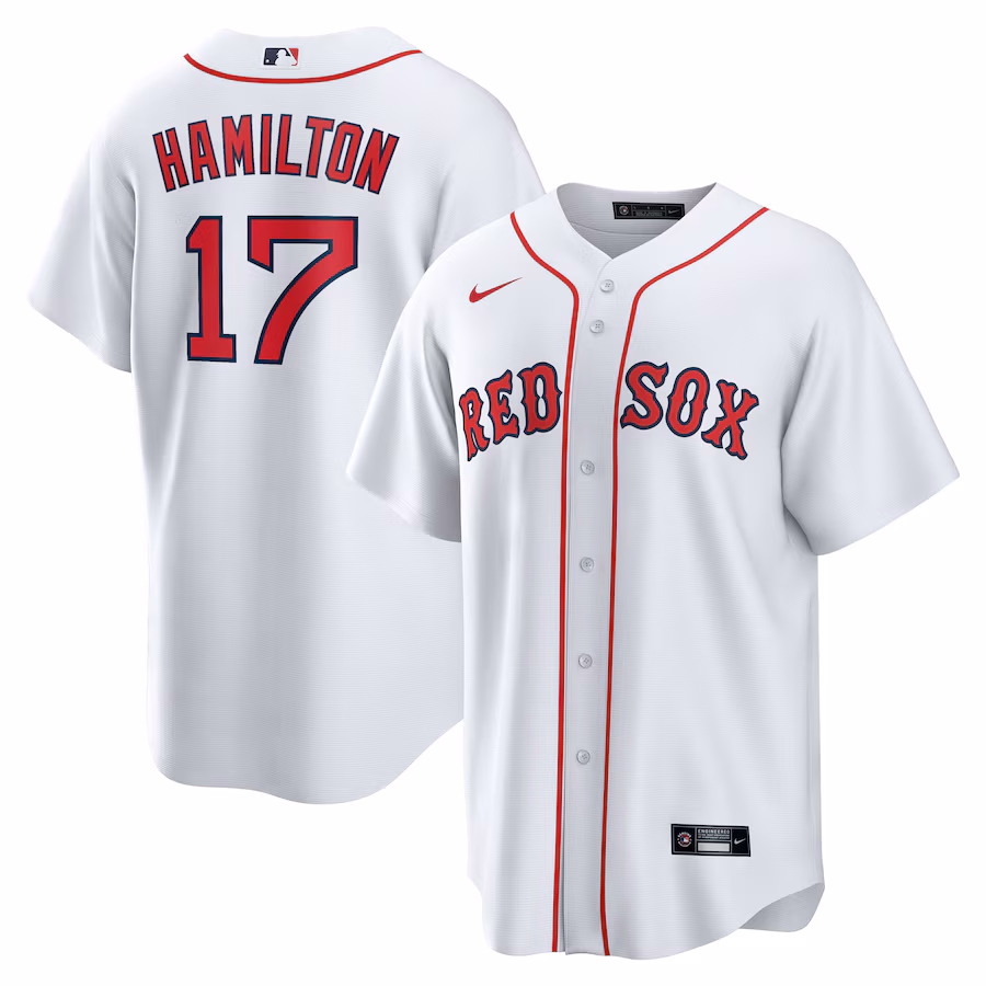 Men's Boston Red Sox David Hamilton Nike White Home Replica Jersey - Jersey