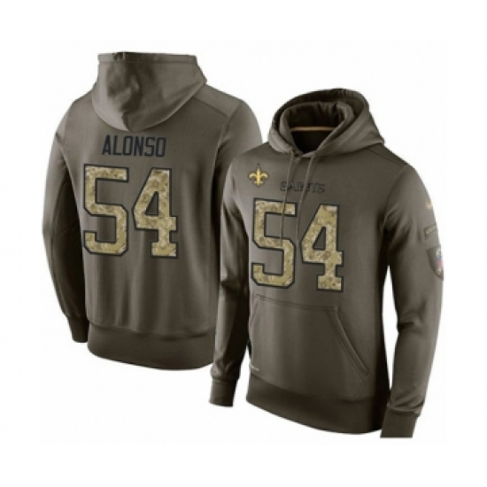 Football Men's New Orleans Saints #54 Kiko Alonso Green Salute To Service Pullover Hoodie - Jersey