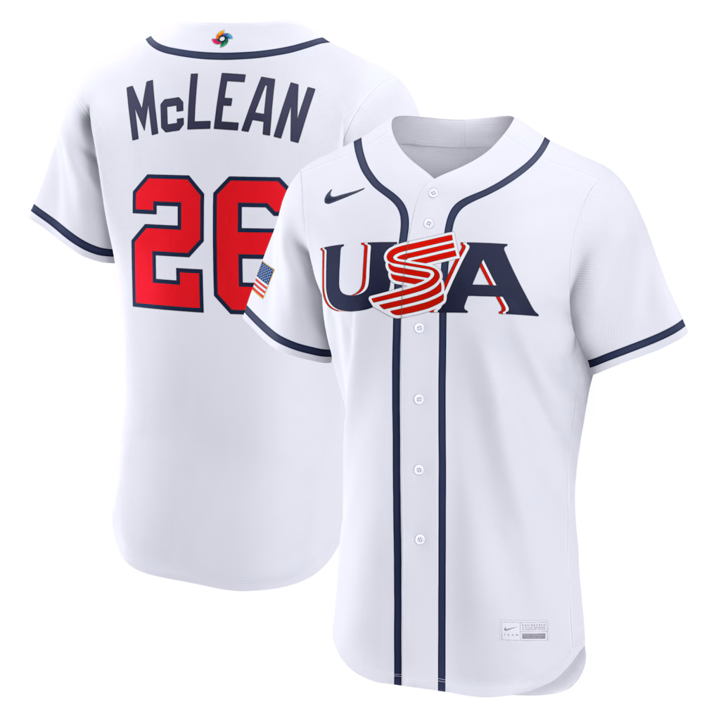 Men's USA Baseball Nolan McLean Nike White 2026 World Baseball Classic Home Authentic Jersey - Jersey