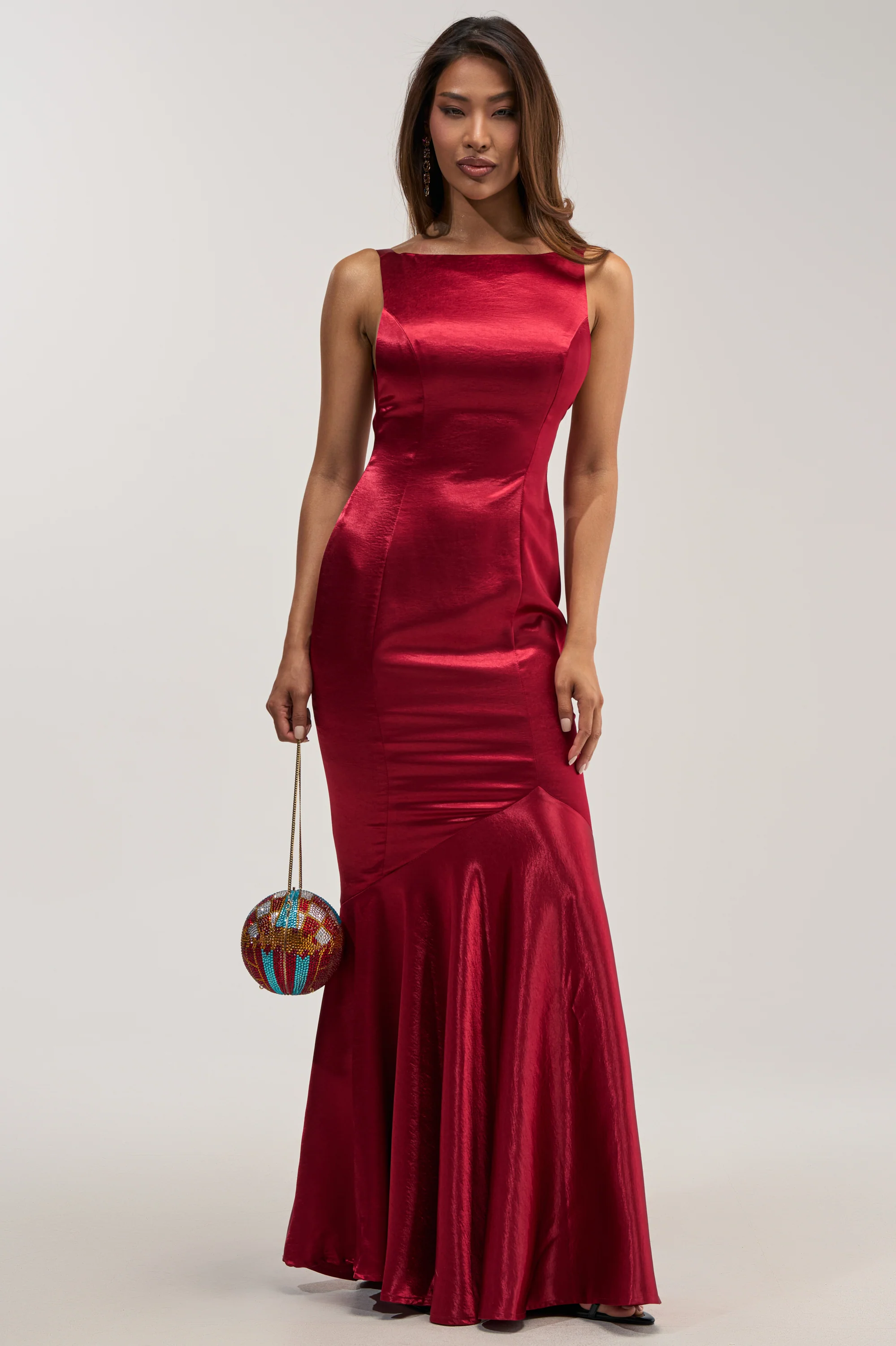 LUCKY ME LOW BACK MAXI DRESS IN RED - Akira Wear