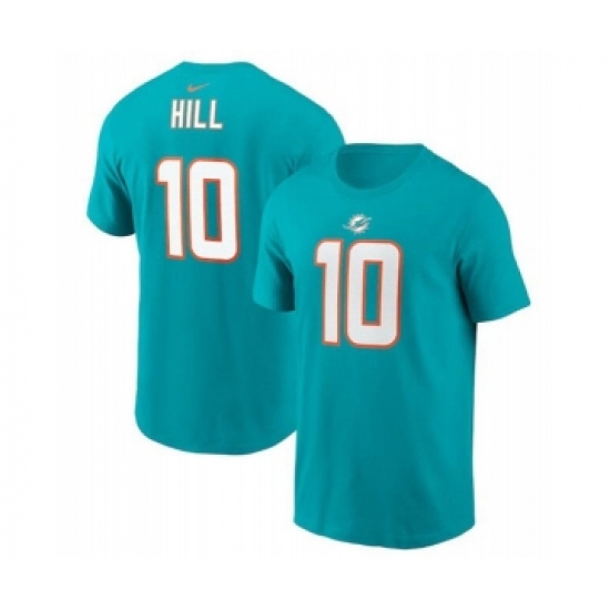 Men's Miami Dolphins #10 Tyreek Hill 2022 Aqua Name & Number T-Shirt - Jersey