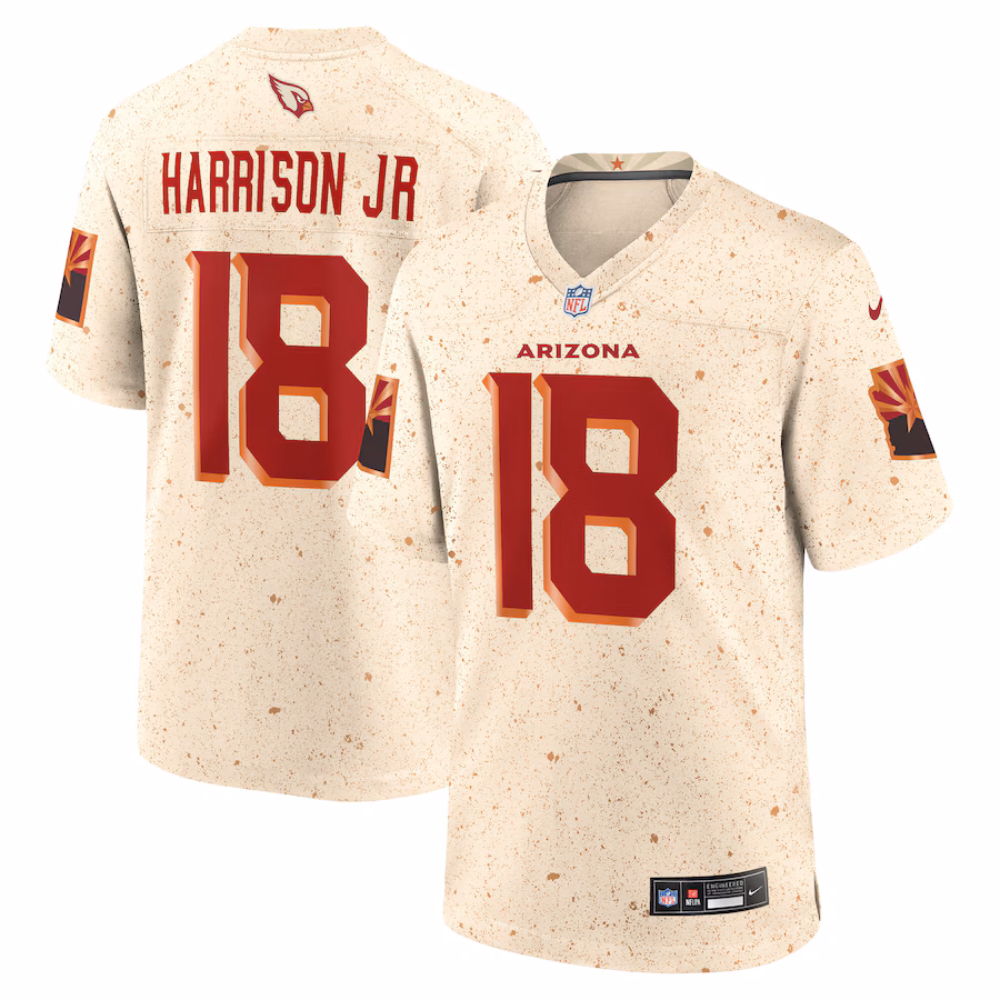Men's Arizona Cardinals Marvin Harrison Jr. Nike Natural 2025 Rivalries Collection Game Jersey - Jersey