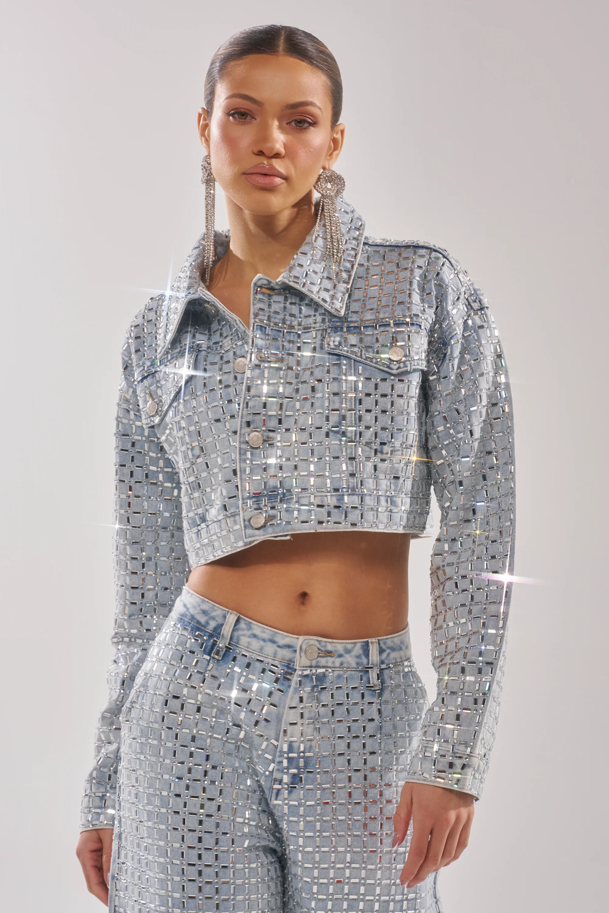 PICK N CHOOSE RHINESTONE DENIM JACKET - Akira Wear