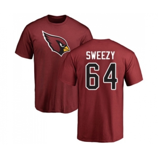 Football Arizona Cardinals #64 J.R. Sweezy Maroon Name & Number Logo T-Shirt - Jersey