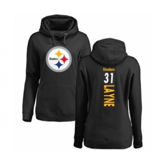 Women's Pittsburgh Steelers #31 Justin Layne Black Backer Pullover Hoodie - Jersey