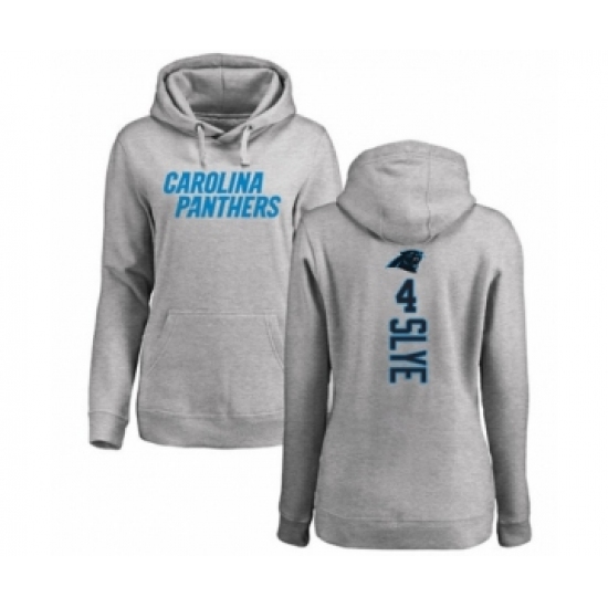Football Women's Carolina Panthers #4 Joey Slye Ash Backer Pullover Hoodie - Jersey