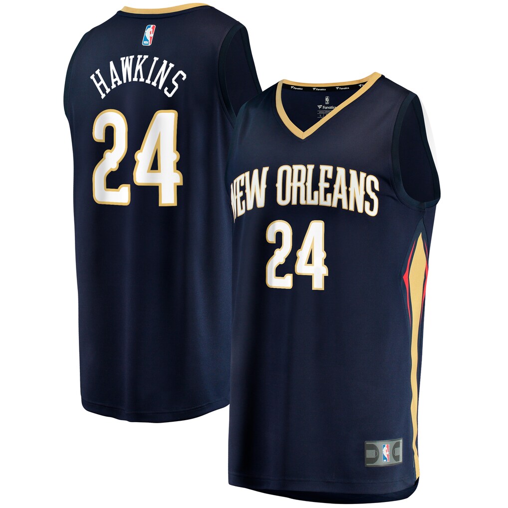 Men's New Orleans Pelicans Jordan Hawkins Fanatics Navy Fast Break Replica Jersey - Icon Edition - Jersey