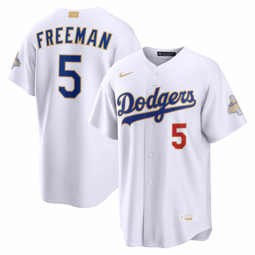 Men's Los Angeles Dodgers Freddie Freeman Nike White 2026 Gold Collection Stadium Jersey - Jersey