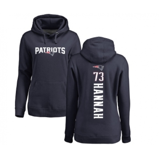 Football Women's New England Patriots #73 John Hannah Navy Blue Backer Pullover Hoodie - Jersey