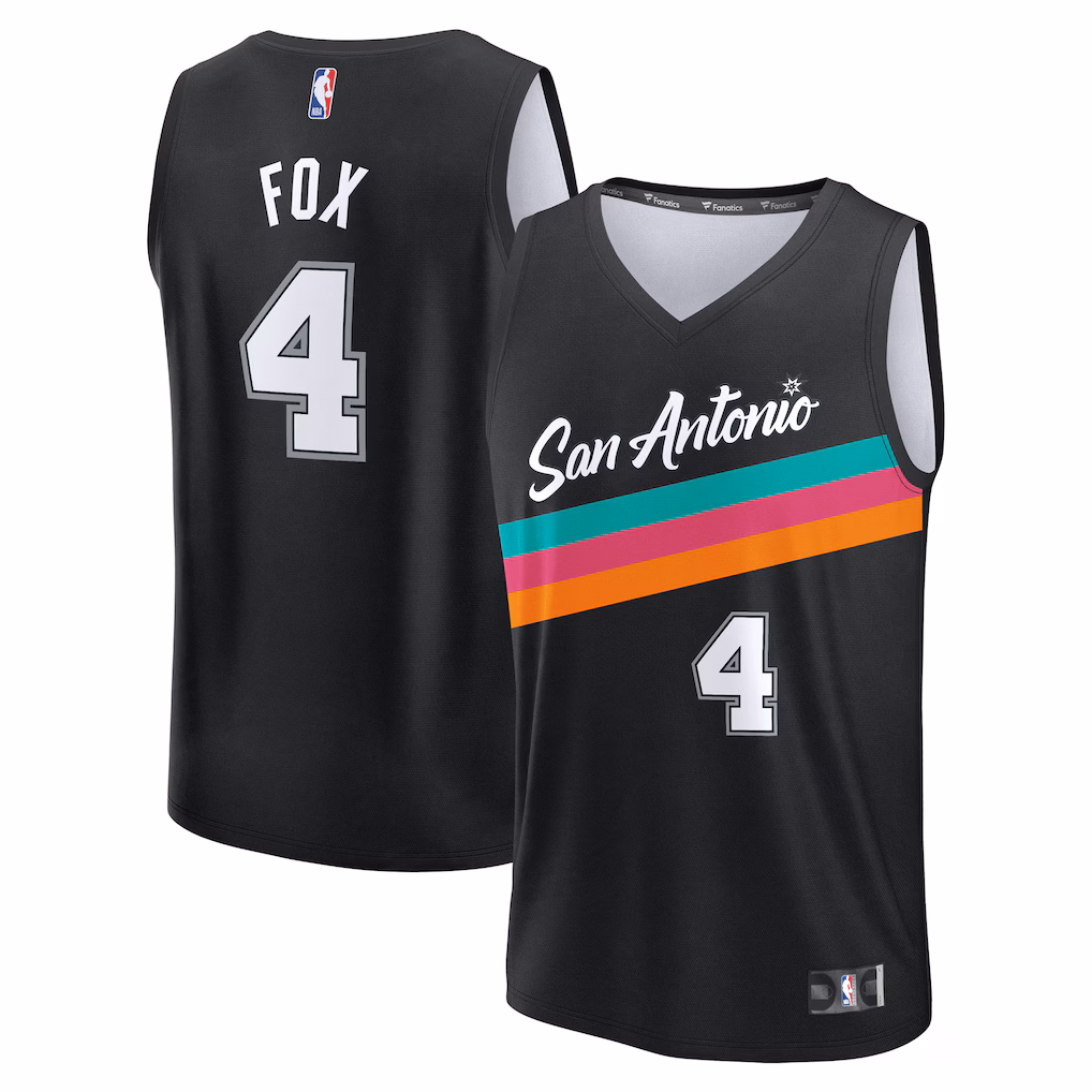 Men's San Antonio Spurs De'Aaron Fox Fanatics Black 2025/26 City Edition Fast Break Jersey - Jersey