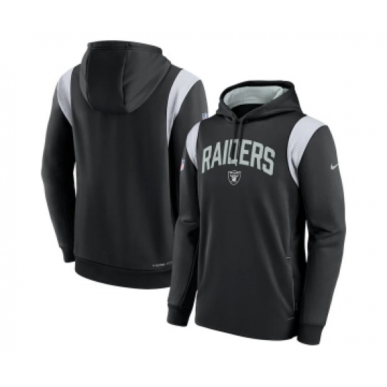Mens Las Vegas Raiders Black Sideline Stack Performance Pullover Hoodie - Jersey
