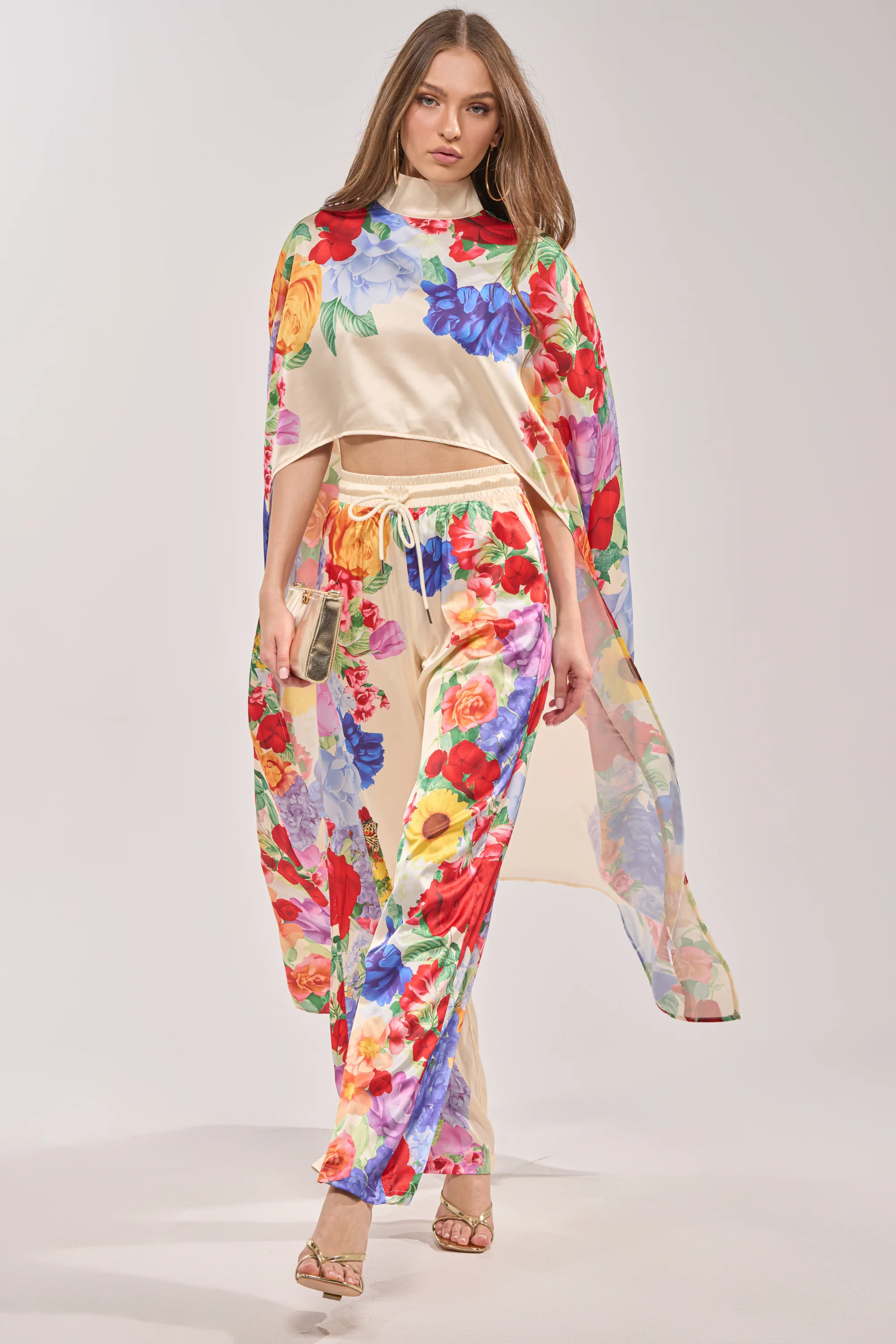 FLORAL BURST CAPE TOP - Akira Wear