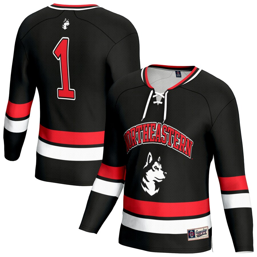 Youth GameDay Greats  Black Northeastern Huskies Lightweight Men's Hockey Team Fashion Jersey - Jersey