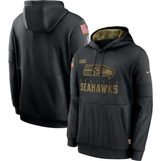 Men's NFL Seattle Seahawks 2020 Salute To Service Black Pullover Hoodie - Jersey