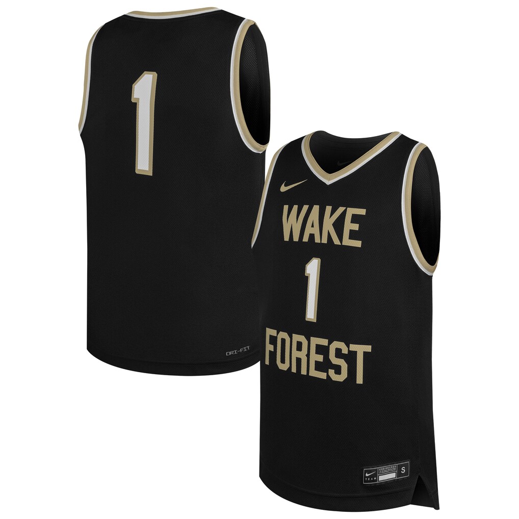 Youth Nike #1 Black Wake Forest Demon Deacons Replica Basketball Jersey - Jersey