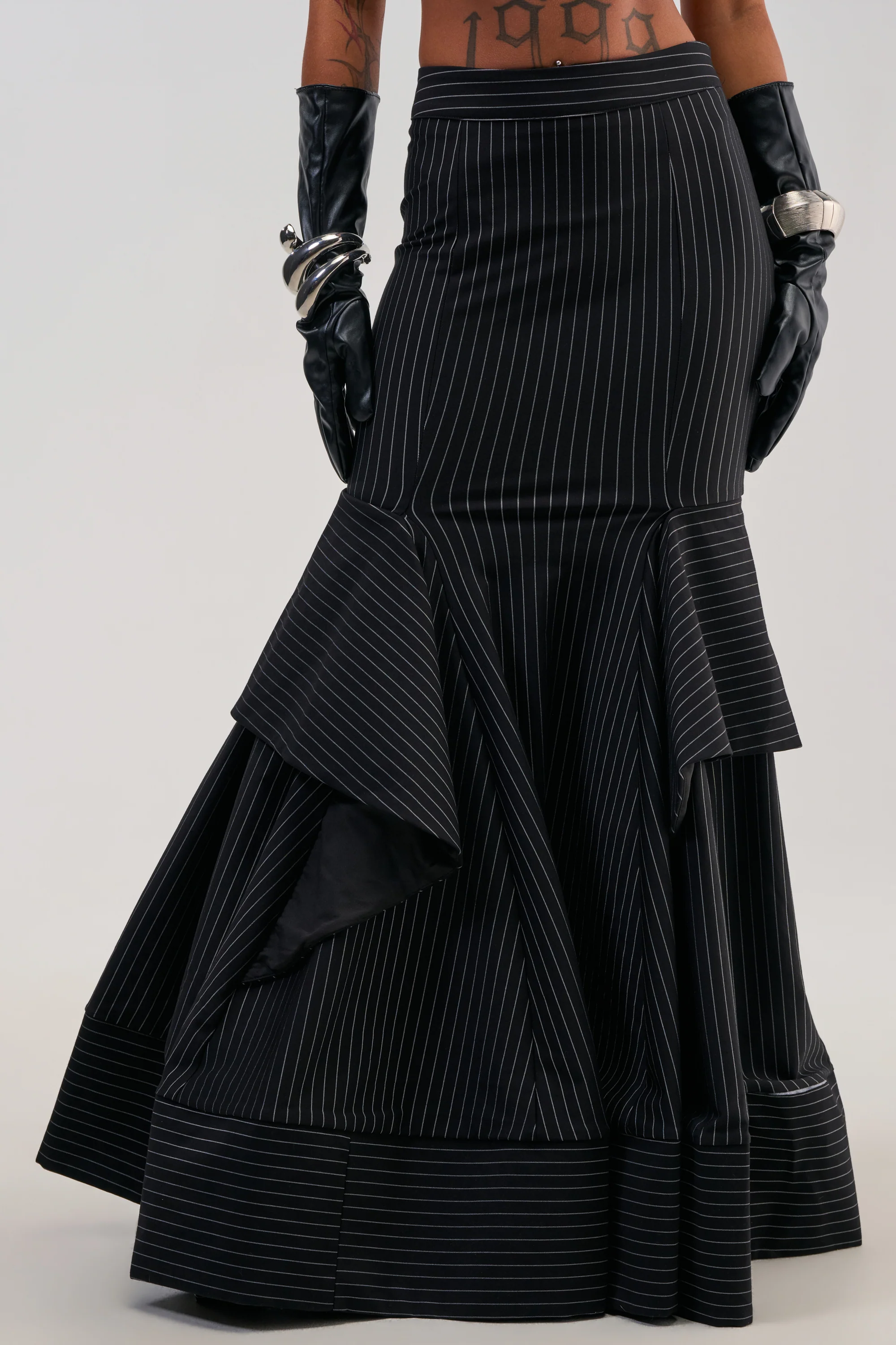 GIVE IT UP PINSTRIPE MAXI SKIRT - Akira Wear