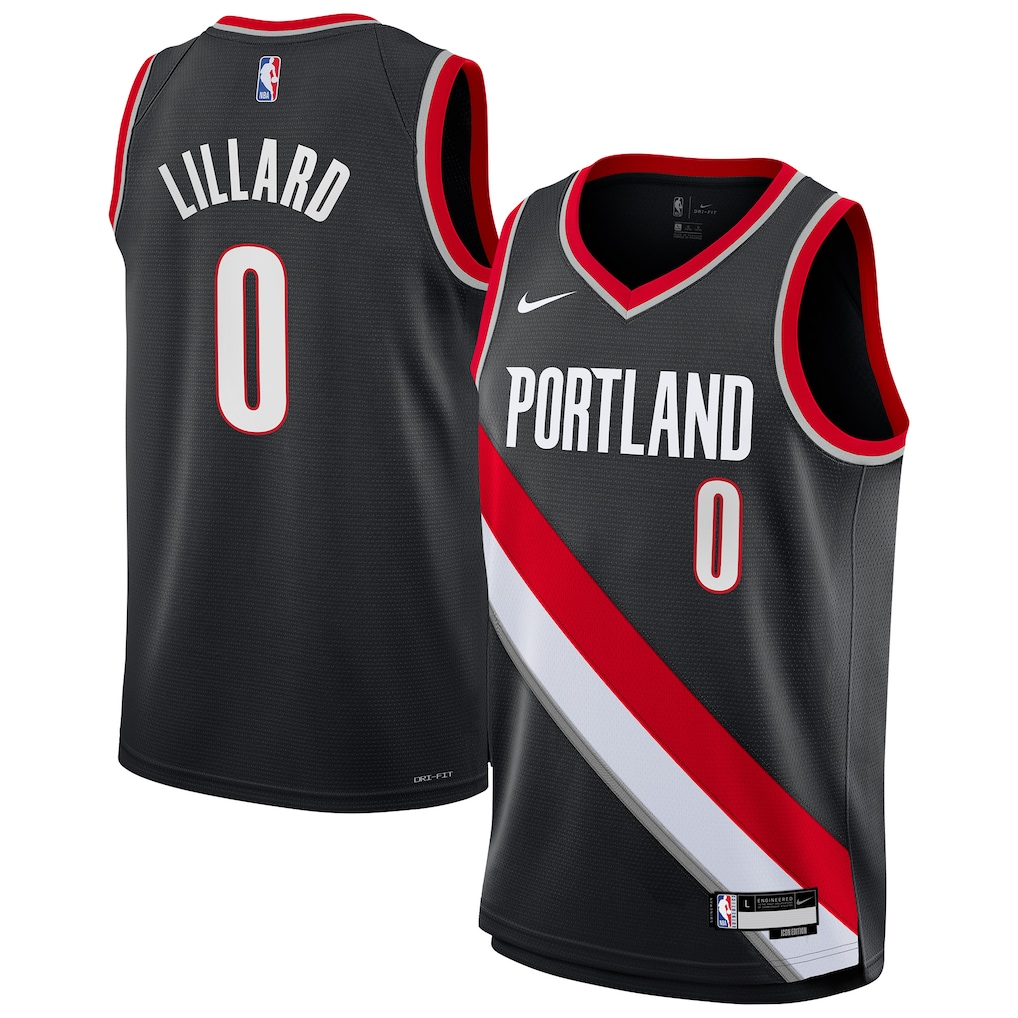 Youth Portland Trail Blazers Damian Lillard Nike Black Swingman Jersey - Icon Edition - Jersey