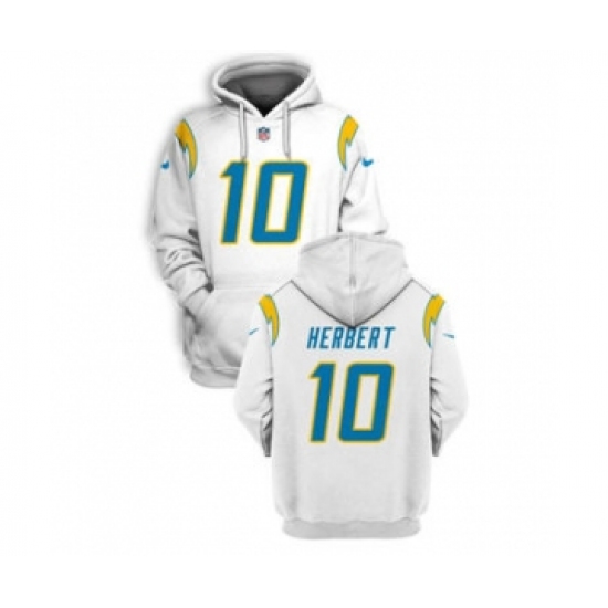 Men's Los Angeles Chargers #10 Justin Herbert 2021 White Pullover Football Hoodie - Jersey