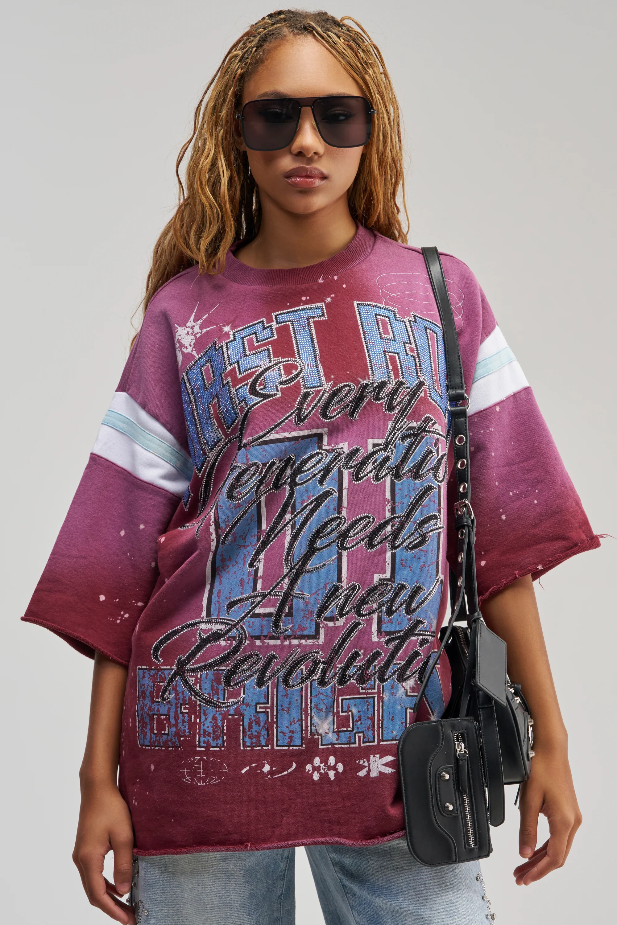 MY FUTURE OVERSIZED GRAPHIC TEE IN BURGUNDY - Akira Wear
