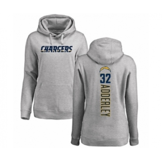 Football Women's Los Angeles Chargers #32 Nasir Adderley Ash Backer Pullover Hoodie - Jersey