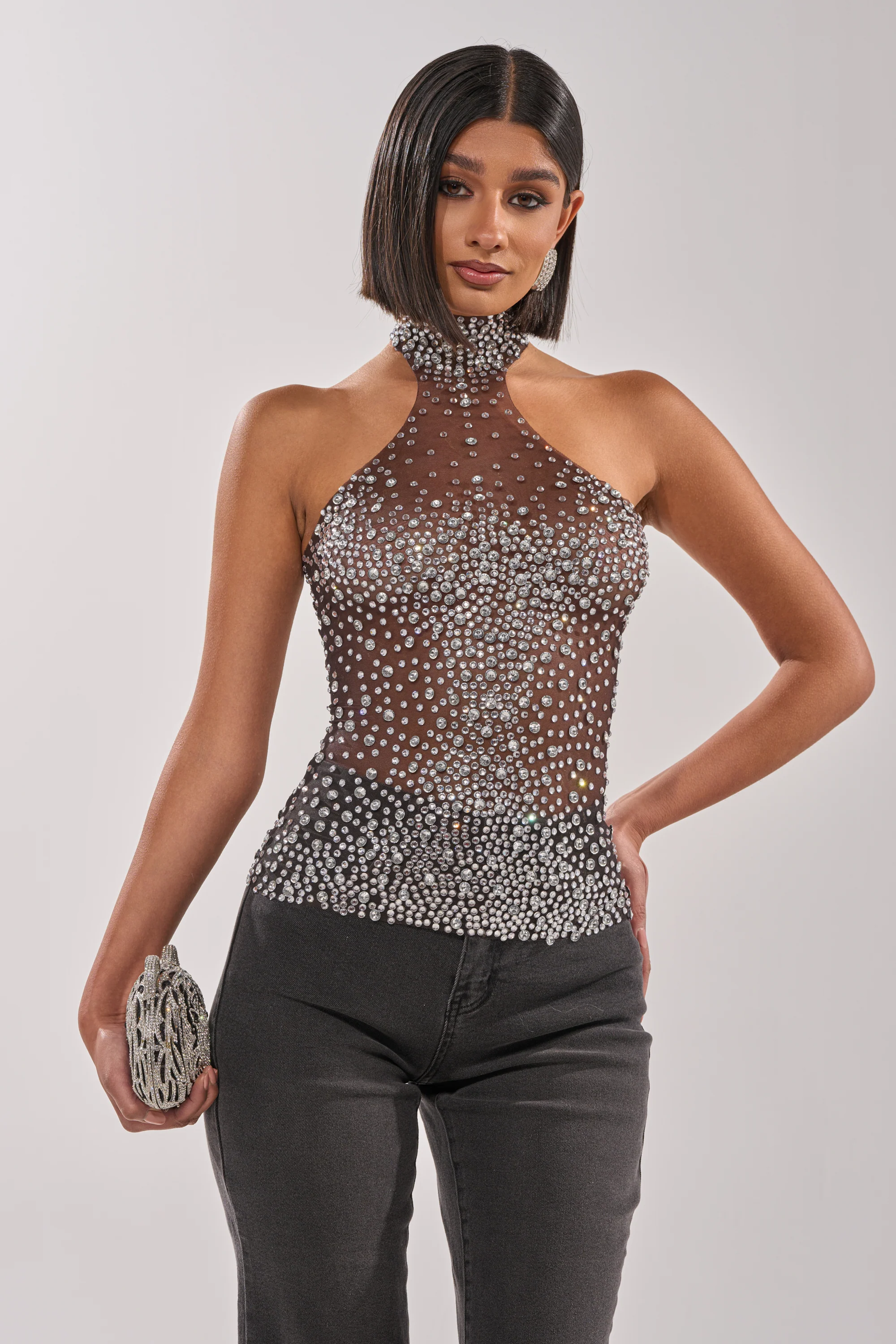 ALL YEAR ROUND SHEER RHINESTONE TOP - Akira Wear