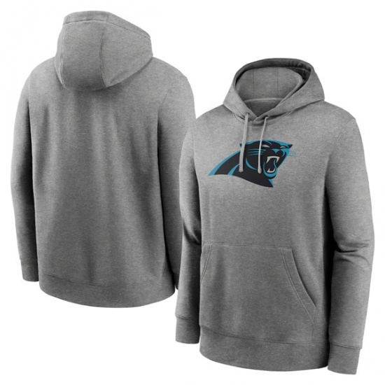 Men's Carolina Panthers Heather Gray Primary Logo Long Sleeve Hoodie - Jersey