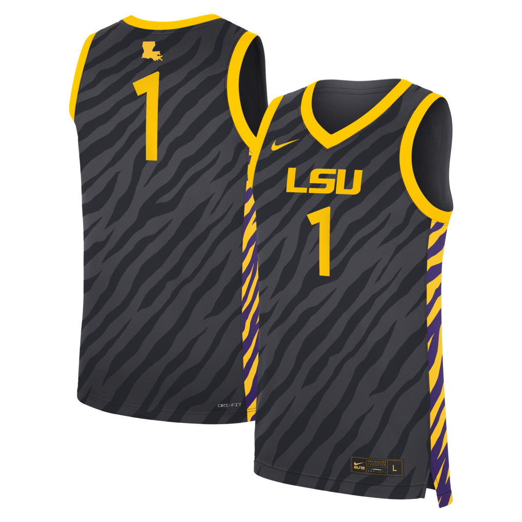 Unisex Nike #1 Anthracite LSU Tigers Replica Basketball Jersey - Jersey