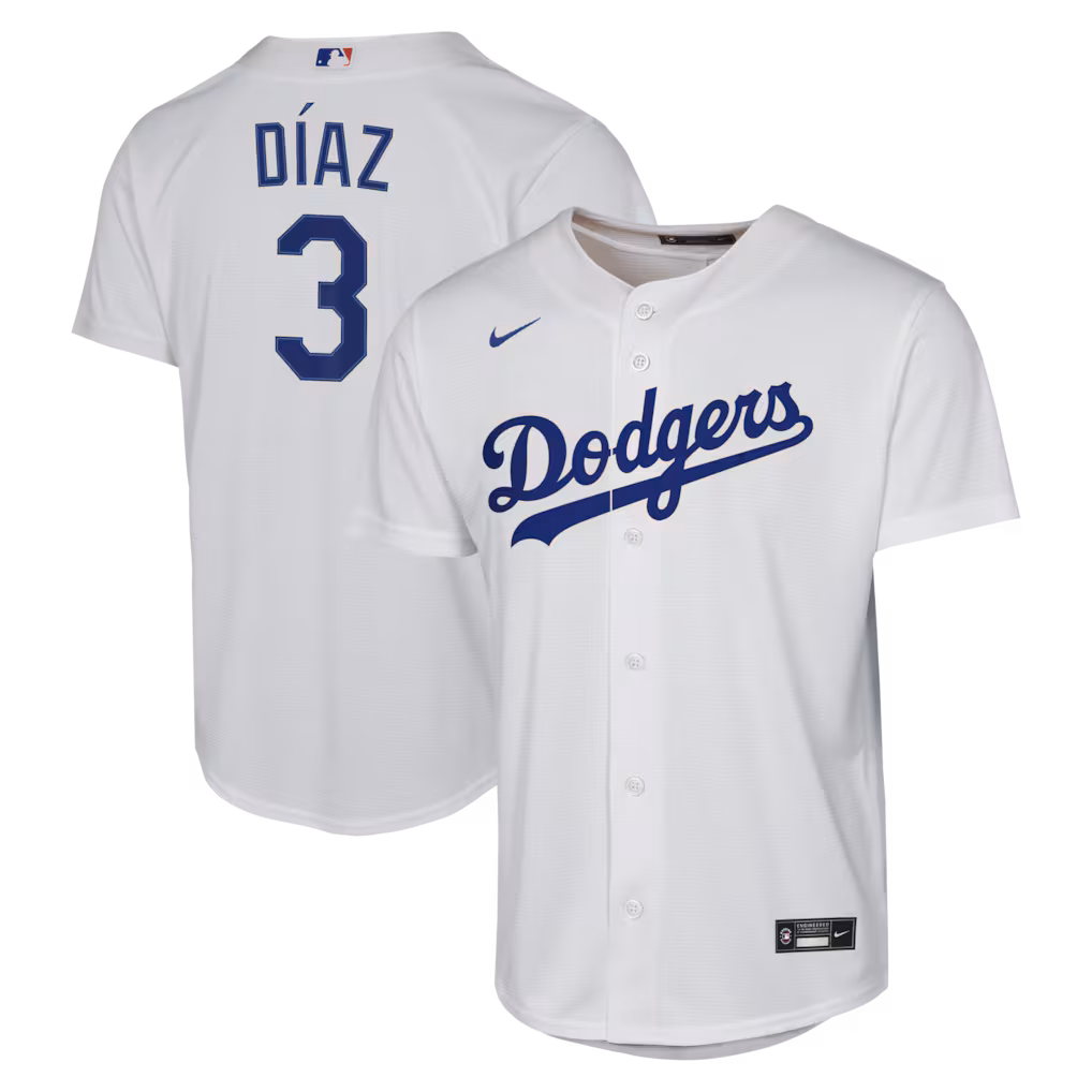 Youth Los Angeles Dodgers Edwin Díaz Nike White Home Baseline Jersey - Jersey