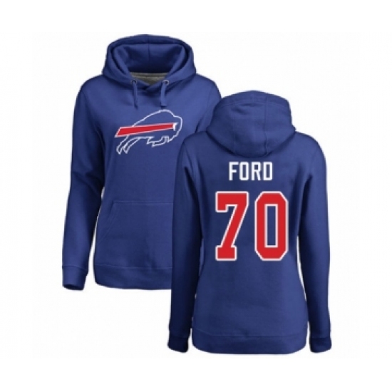 Football Women's Buffalo Bills #70 Cody Ford Royal Blue Name & Number Logo Pullover Hoodie - Jersey