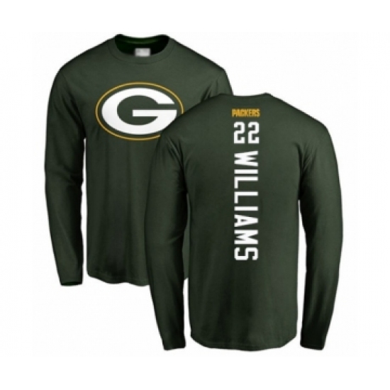 Football Green Bay Packers #22 Dexter Williams Green Backer Long Sleeve T-Shirt - Jersey