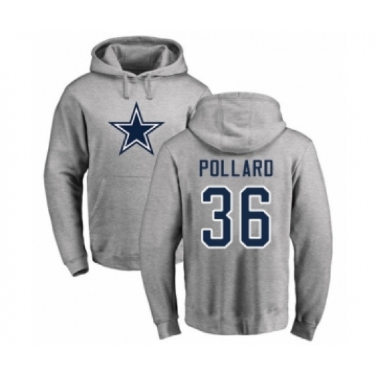 Football Dallas Cowboys #36 Tony Pollard Ash Name & Number Logo Pullover Hoodie - Jersey