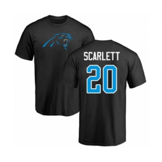 Football Carolina Panthers #20 Jordan Scarlett Black Name & Number Logo T-Shirt - Jersey