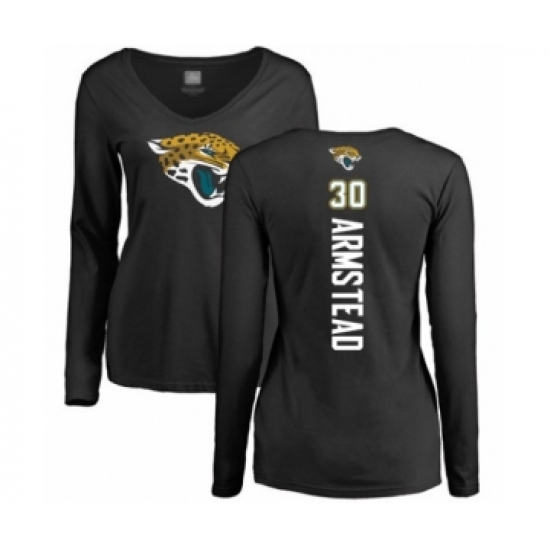 Football Women's Jacksonville Jaguars #30 Ryquell Armstead Black Backer Slim Fit Long Sleeve T-Shirt - Jersey