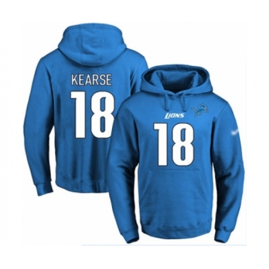 Football Men's Detroit Lions #18 Jermaine Kearse Blue Name & Number Pullover Hoodie - Jersey