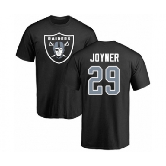 Football Oakland Raiders #29 Lamarcus Joyner Black Name & Number Logo T-Shirt - Jersey